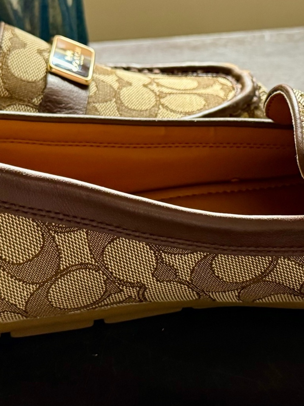 Coach Tan & Brown Signature Canvas Penny Loafers Size 11 Great Condition - Picture 12 of 13
